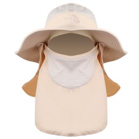 Fishing Bucket Hat Wide Brim Breathable Unisex Hat Sunlight-proof Removable Neck Face Fishing Cap For Fishing Hiking Traveling (Color: Beige, size: One size)