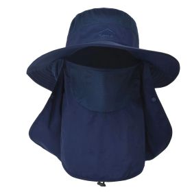 Fishing Bucket Hat Wide Brim Breathable Unisex Hat Sunlight-proof Removable Neck Face Fishing Cap For Fishing Hiking Traveling (Color: Blue, size: One size)