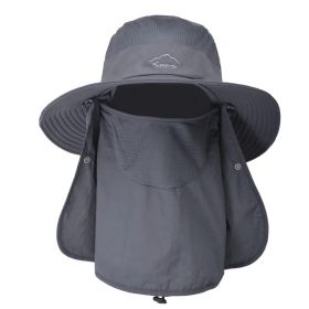 Fishing Bucket Hat Wide Brim Breathable Unisex Hat Sunlight-proof Removable Neck Face Fishing Cap For Fishing Hiking Traveling (Color: Gray, size: One size)